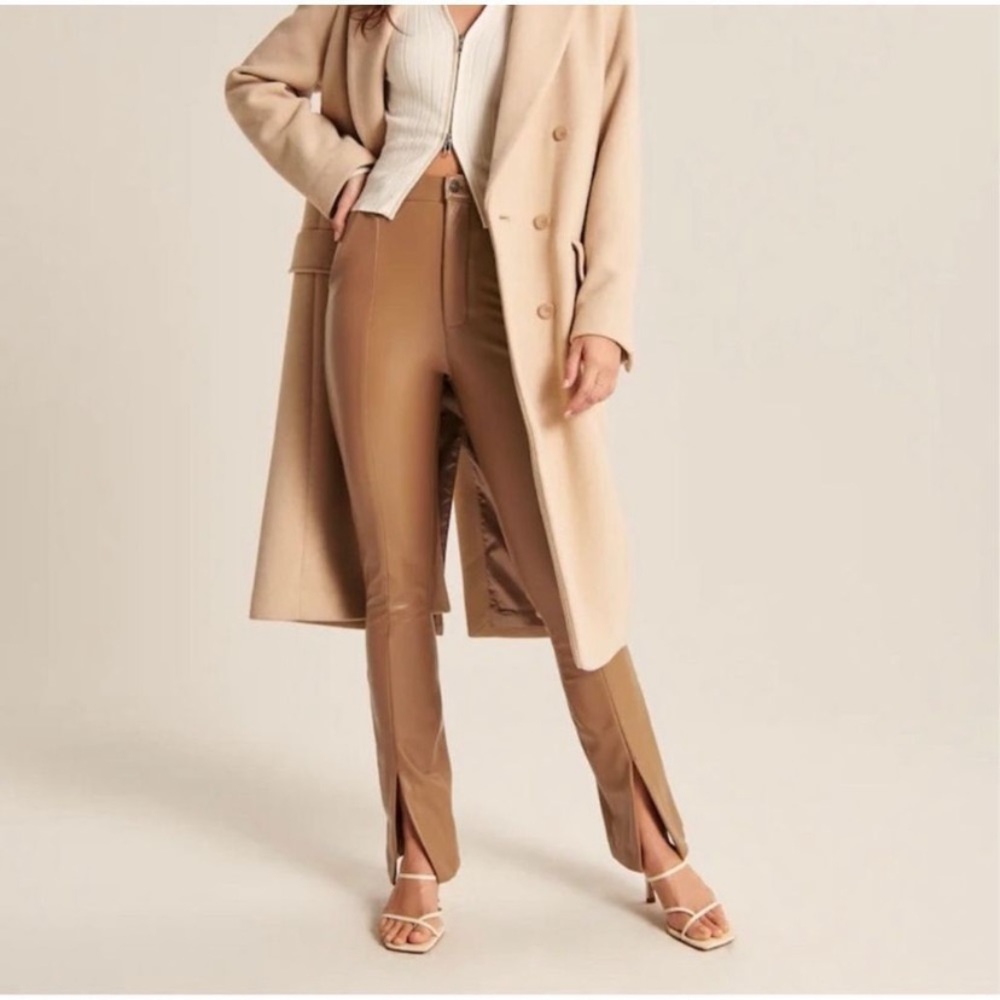 Abercrombie & Fitch Vegan Leather Split-Hem Pants